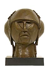 Helmet Head with WWI Aviators Cap, Copyright 2002, Helen Post -- Click to Expand...