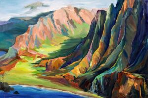 Marci Friedman, Maui Mountain Range, Oil on Canvas, 24”x36”