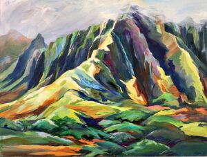 Marci Friedman, Waikane Valley, Oahu, Oil on Canvas, 40”x30”