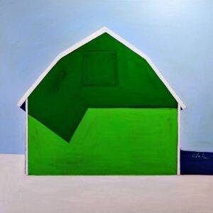 Melissa Chandon, Green Barn, Acylic on Canvas, 36”x36”, 2026