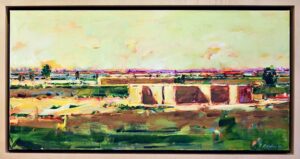 Pat Mahony, Valley Haystacks, Oil on Canvas, 18”x36”, 2022, SOLD