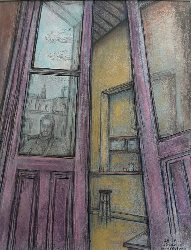 Daniel Schoorl Self Portrait/Montevideo 2025 Chalk pastel 16x20 $425
